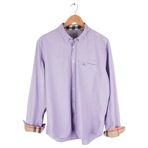 Burberry Brit Button Down Shirt Purple Nova Check Trim Men's Size XXL